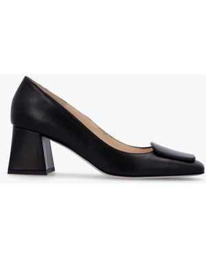 Daniel Nessie Black Leather Block Heel Court Shoes - Multicolour