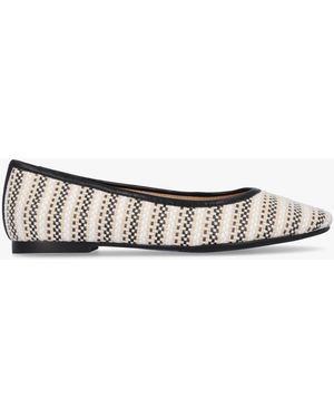 Daniel Sally Beige Textile Woven Ballet Court Shoes - White