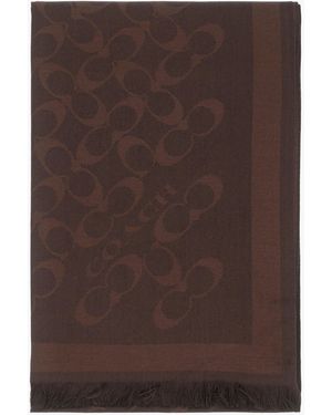 COACH Bias Signature C Maple Wool Mix Oblong Scarf - Brown