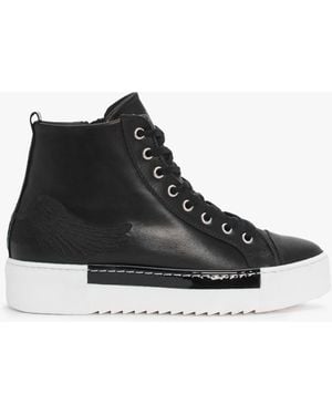 Martel Angels Black Leather Black Wing High Top Sneakers