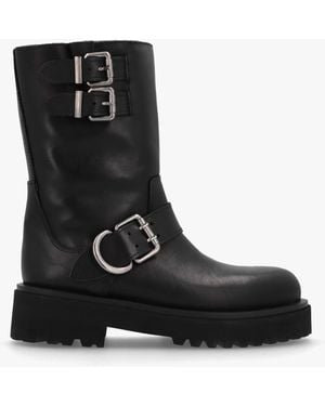 Alpe Atom Chunky Biker Boots - Black