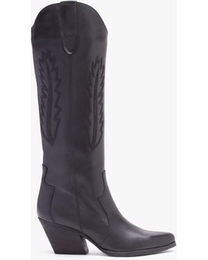 Daniel Kubra Black Leather Mid Height Cowboy Boots