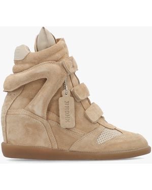 Bronx Jae-Yy Sand Suede High Top Wedge Trainers - Natural