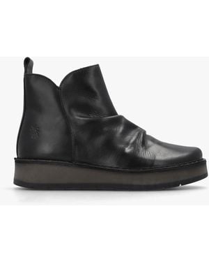 Fly London Ruji Shaped Topline Ankle Boots - Black