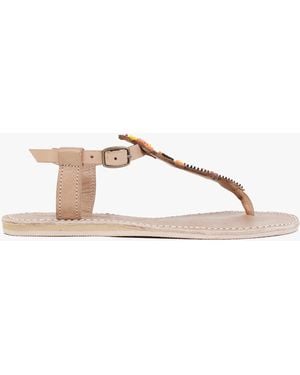 Laidbacklondon Scar Flat Multi Beaded Leather Sandals - Brown