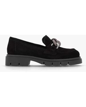 Daniel Lisbon Black Suede Link Chain Chunky Loafers