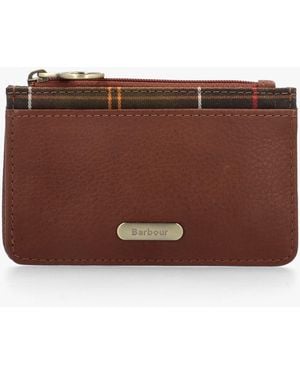Barbour Alder Classic Tartan Leather Card Holder - Brown