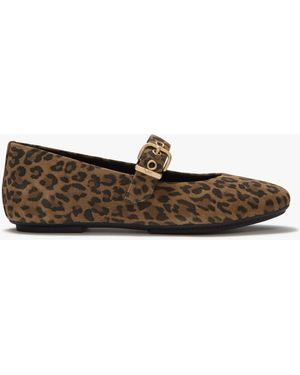 Fitflop Delicato Tan Leopard Mary Jane Ballerina Court Shoes - White