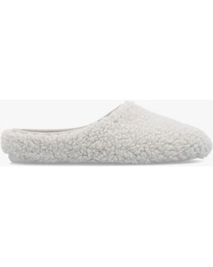 Daniel Heddy Teddy Fleece Mule Slippers - White
