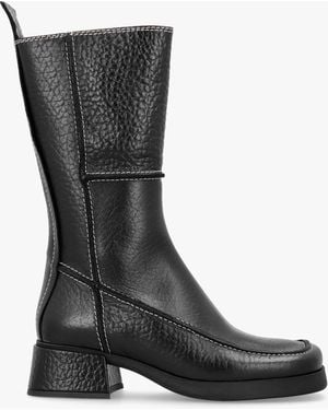 Miista Alzira Black Leather Mid-calf Boots