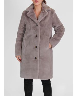 Oakwood Cyber Gray Faux Fur Coat - Brown