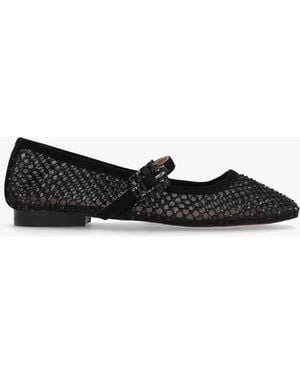 Daniel Alma Black Suede Crystal Mesh Mary Jane Pumps