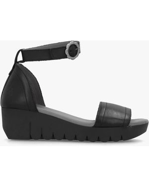 Fly London Voik Low Wedge Sandals - Black