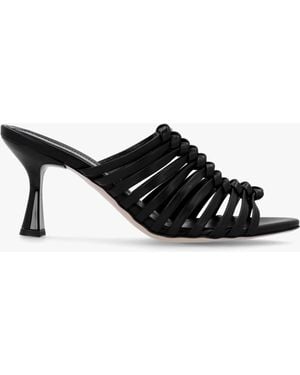 Daniel Notty Black Leather Knotted Strap Heeled Mules