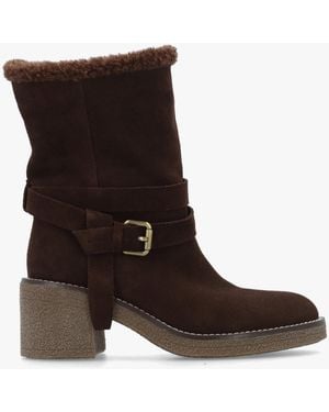 Daniel Rustic Block Heel Tall Ankle Boots - Brown