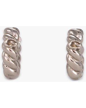 COACH C Logo Twisted Huggie Hoops - White