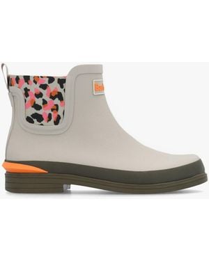 Barbour Abbeyfield Packable Mist Inky Leopard Print Ankle Wellingtons - White