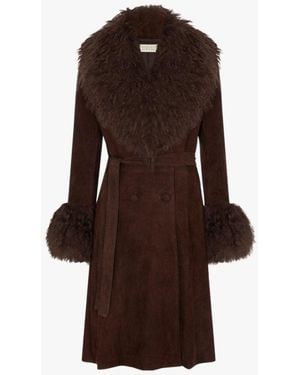 Charlotte Simone Penny Chocolate Brown Long Line Afghan Coat