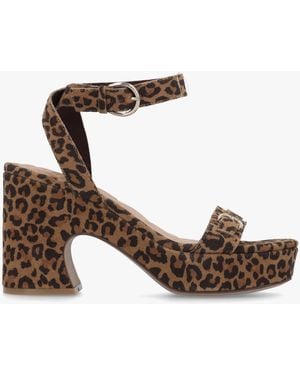 Kelsi Dagger Brooklyn Wendy Leopard Suede Block Heel Platform Sandals - White