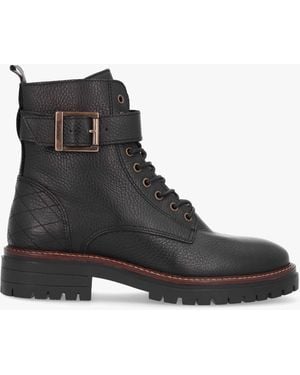 Barbour Heidi Pebbled Leather Camando Ankle Boots - Black