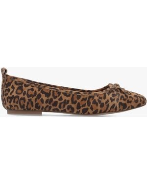 Kelsi Dagger Brooklyn Frankie Leopard Suede Ballet Court Shoes - White