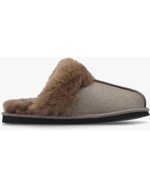 Daniel Soglit Taupe Sheepskin Slippers - Grey