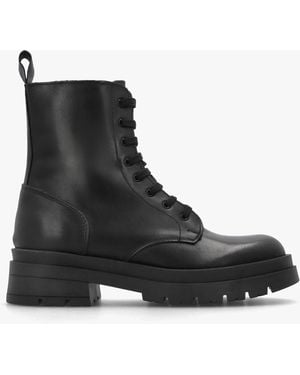 Daniel Lace Up Biker Boots - Black