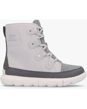 Sorel Explorer Next Joan Moonstone Sea Salt Suede Ankle Boots - Grey