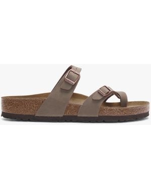 Birkenstock Mayari Birko-Flor Nubuck Mocca Thong Sandals - White