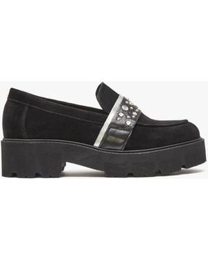 Daniel Tia Black Suede Embellished Chunky Loafers
