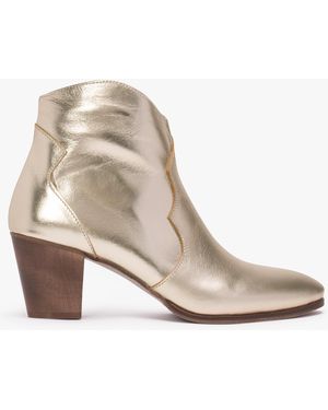 Daniel Barara Gold Leather Western Ankle Boots - Natural