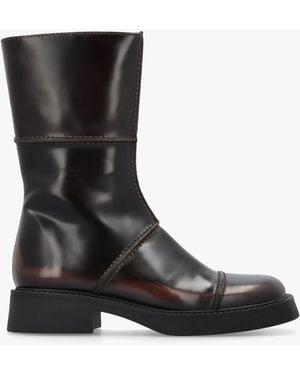 Miista Dahlia Dark Square Toe Calf Boots - Black