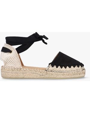 Daniel Istitch Black Suede Tie Fastening Flat Espadrilles