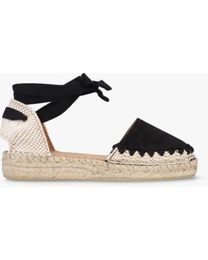 Daniel Istitch Black Suede Tie Fastening Flat Espadrilles