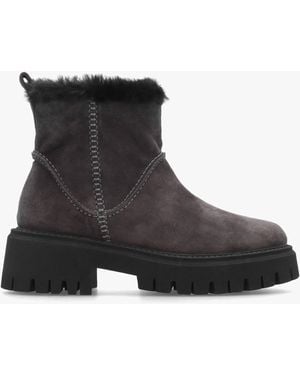 Daniel Dark Suede Chunky Ankle Boots - Black