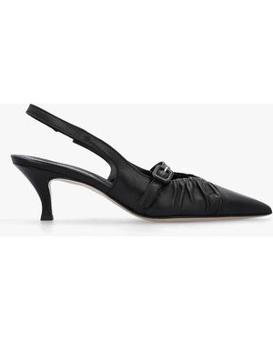 Daniel Nouche Rouched Kitten Heel Sling Backs - Black