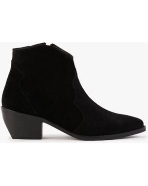 Daniel Becks Black Suede Western Ankle Boots