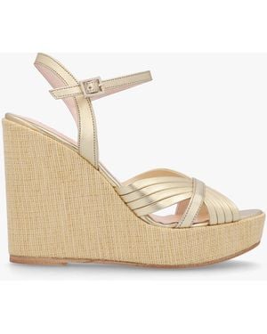 Daniel Wejavery Gold Leather Wedge Sandals - Natural