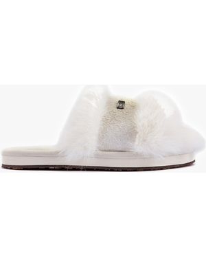 Australia Luxe Muchas Luxe Cream Faux Fur Slippers - White