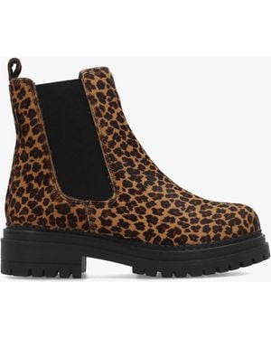 Russell & Bromley Company Combat Leopard Pony Hair Chelsea Boots - Brown