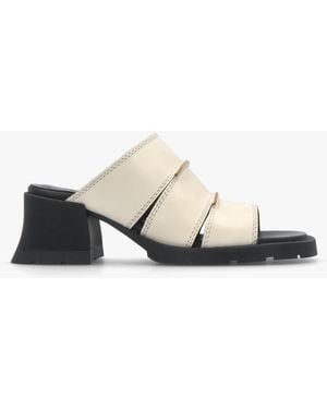 Miista Jadzia Cream Leather Block Heel Mules - White