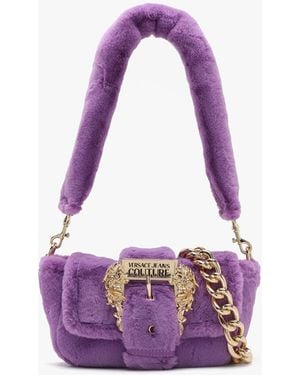 Versace Jeans Couture Purple Faux Fur Shoulder Bag