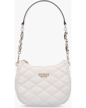 Guess Tamsin Quilted Off Top Zip Shoulder Bag - White