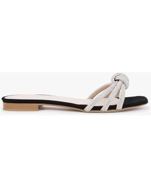 Daniel Flatante Black Suede Twisted Diamante Mules