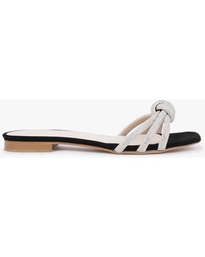 Daniel Flatante Black Suede Twisted Diamante Mules