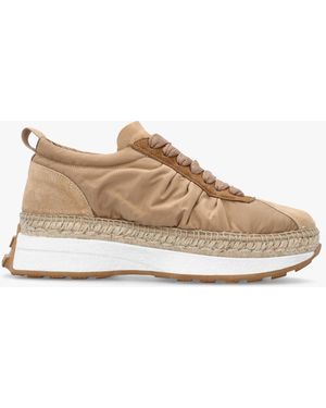 Daniel Footwear Kea Beige Ruched Suede Trim Trainers - Natural