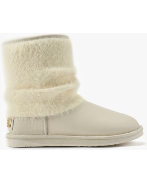 Australia Luxe Fame Short Knitted Cuff Ankle Boots - Natural