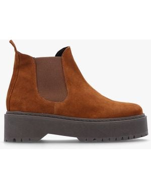 Daniel Lassi Tan Suede Chunky Chelsea Boots - Brown