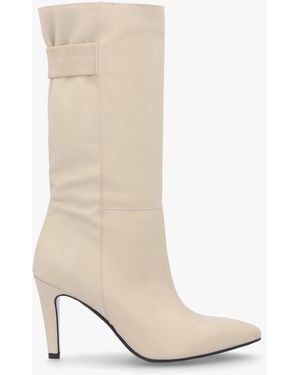 Daniel Gardenia 80's Cream Leather Elasticated Back Heeled Calf Boots - White