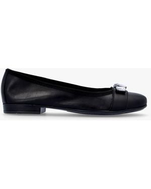 Daniel Linky Black Leather Embellished Ballet Pumps